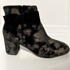 Kate Spade 8.5 gold and black velvet booties.
